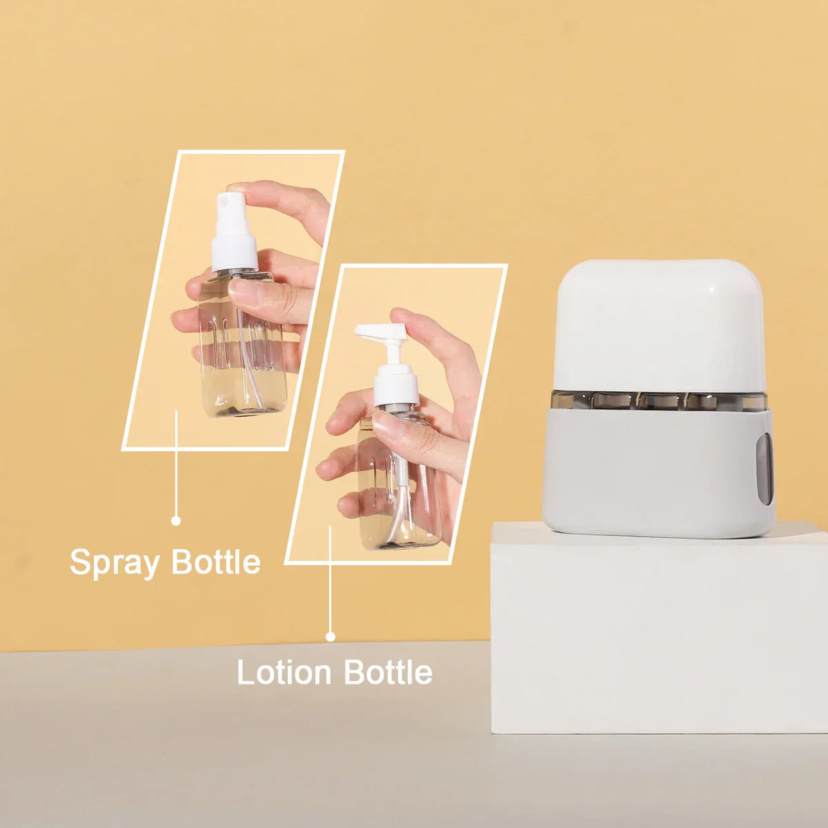 Carvallo 4-i-1 reseset med flaskor | Påfyllningsbara 50 ml dispenser och sprejflaskor | Läckagesäkra och TSA-kompatibla | För schampo, lotion, desinfektion Carvallo