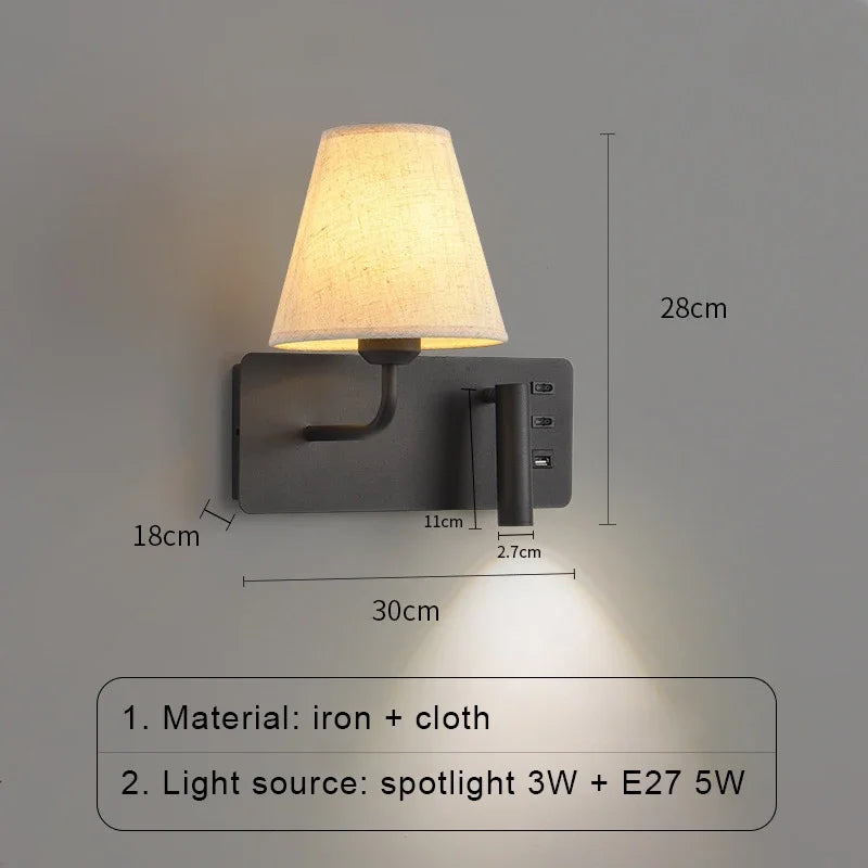 LuminoWall - Modern vägglampa med USB och läslampa Carvallo