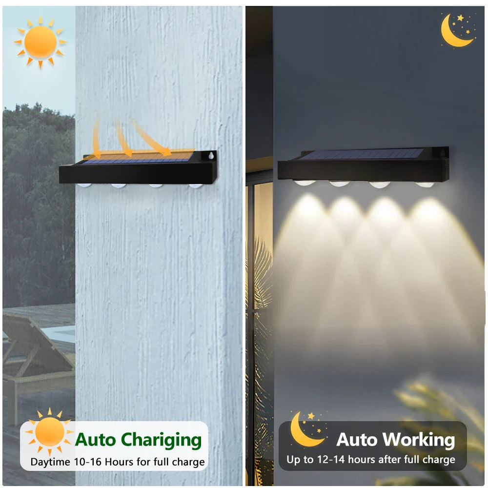 Carvallo LumiFence Solarlampor | 4-pack LED utomhuslampor | IP54 Väderbeständig | Aluminium | För Trädgård, Staket & Terrass Carvallo