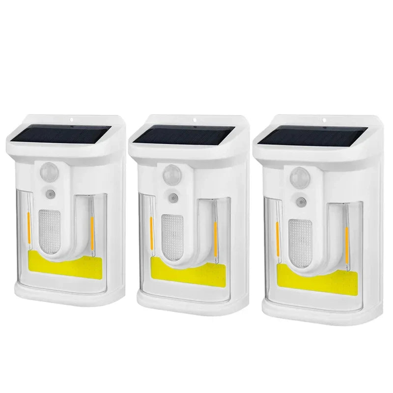 Carvallo Solar Vägglampa med Rörelsesensor | 3 Ljuslägen | IP65 Vattentålig | Varmt Flammigt Ljus för Trädgård & Gårdsplan Carvallo