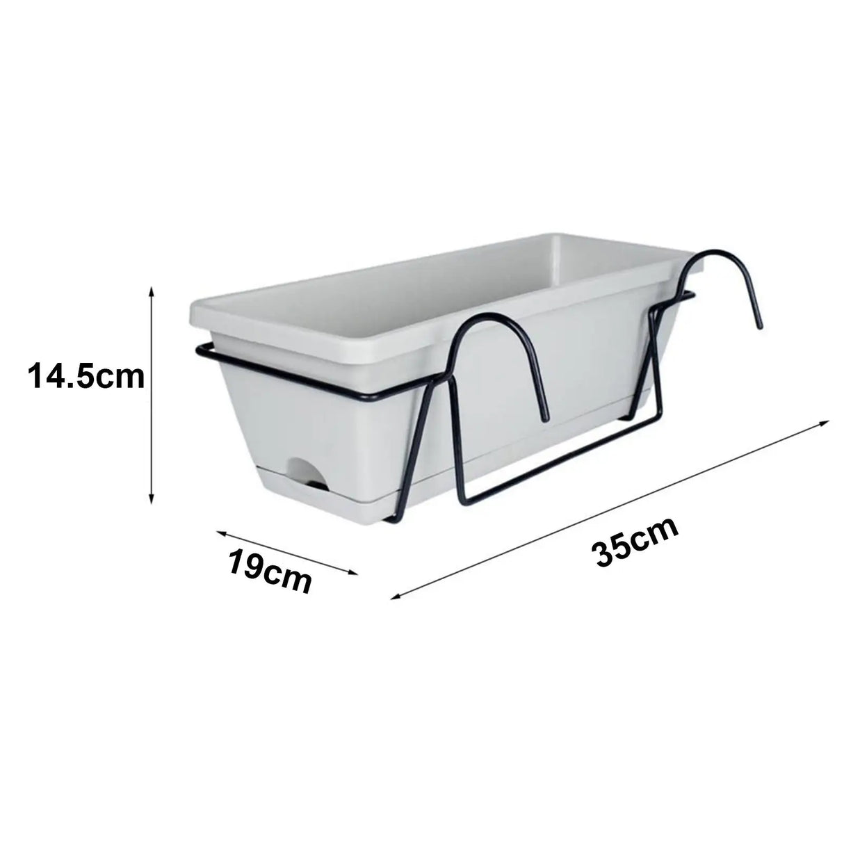 Carvallo planter box | For balcony railing | With drainage tray & suspension | Robust & weatherproof Carvallo
