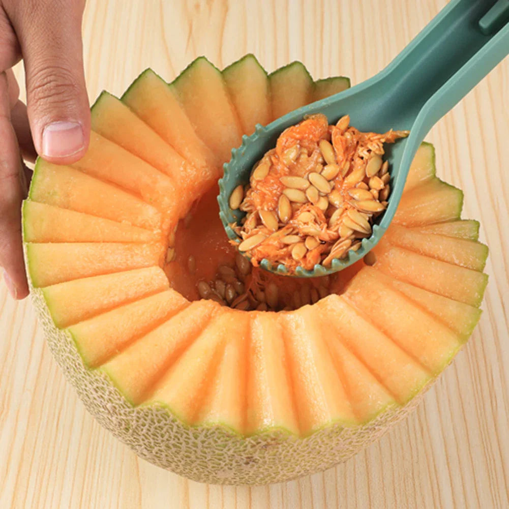 Carvallo 3-i-1 Vattenmelon Skärare & Fruktskopa | Multifunktionellt Fruktverktyg med Kärnlösare & Snida Kniv Carvallo