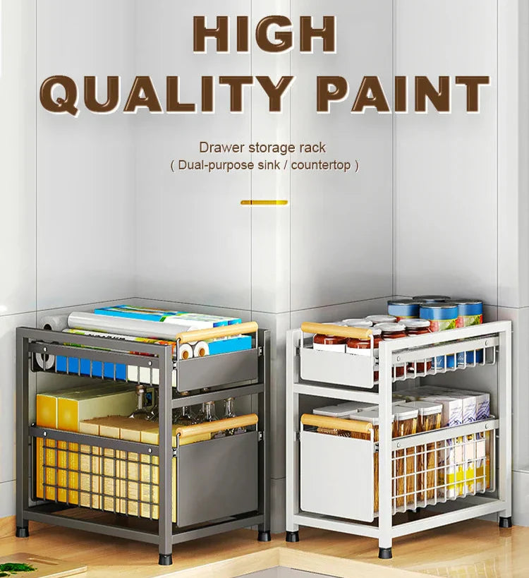 Royallure Utdragbar Köksskåp Förvaringsställ 1/2 Lager Utdragbar Organisator Carvallo