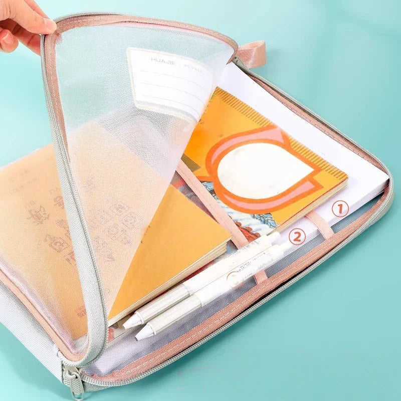 Carvallo A4 Dokumentväska med dragkedja | Dubbel lag och transparent | Nylon-nät organiserare 31×23,5×4 cm Carvallo