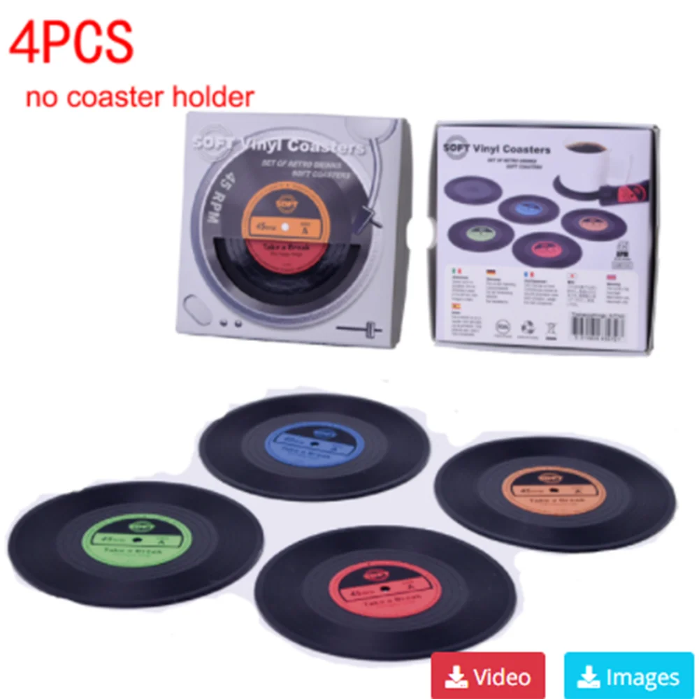 Retro Vinyl Coasters Set - Skydda din möbel med musikalisk stil Carvallo