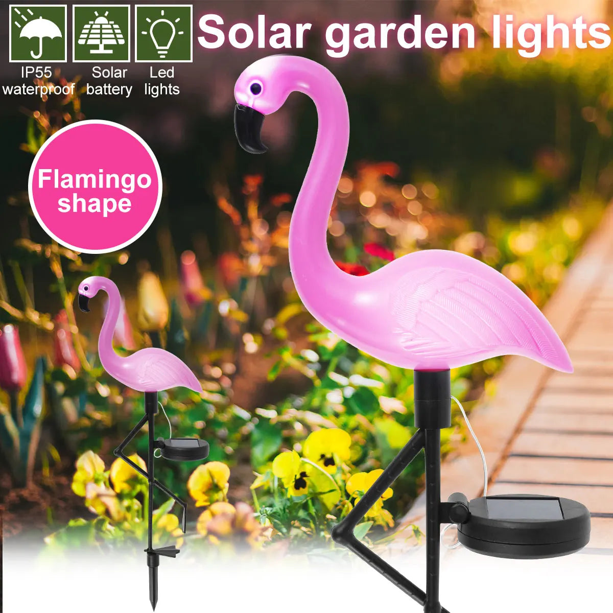 Flamoré GardenGlow Solar Flamingo Garden Light | Waterproof & Decorative | Pink | For Yard, Terrace & Path Lighting Carvallo
