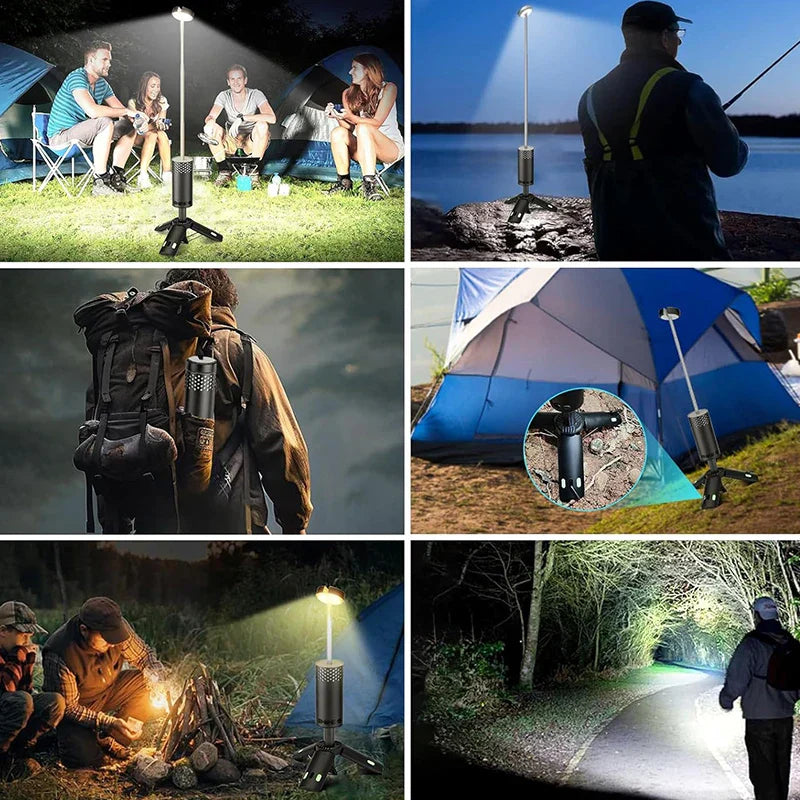 Carvallo Campinglampa | 10.000 mAh batteri | Teleskopdesign & stativ | Dimbar med SOS-funktion | Utomhus & nödbelysning Carvallo