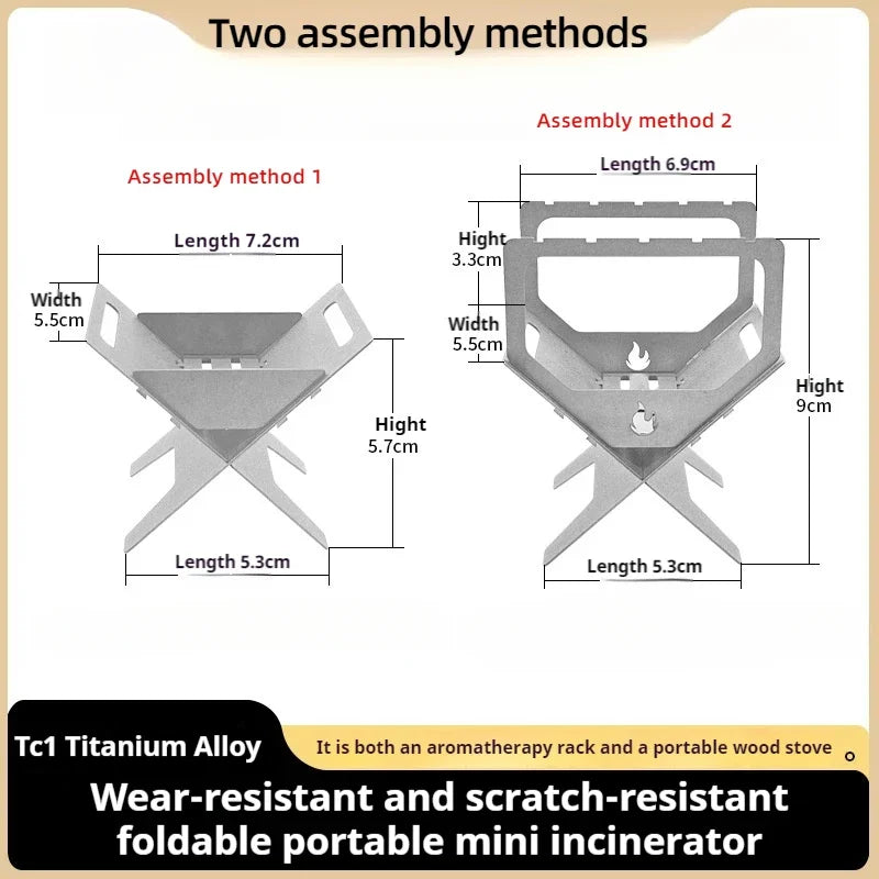 Carvallo Essence Mini-aromatermisk ugn av titanlegering | Fällbar alkoholugn & rökelsehållare för camping & hem – Ultralätt & bärbar Carvallo