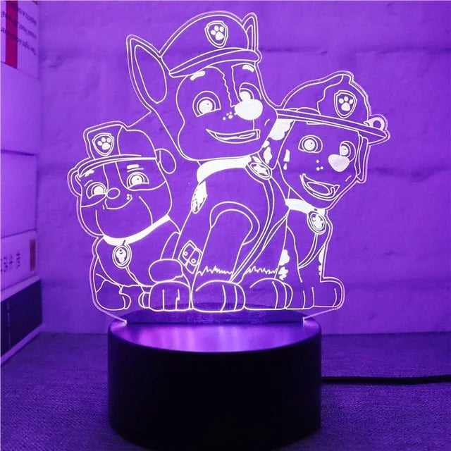 LuxRoyale Paw Patrol Nattlampa för Barn - 3D Tecknad Sängrum Dekor Lampa Carvallo