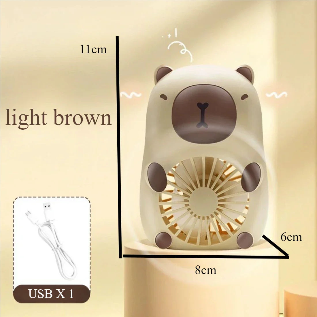 Carvallo MiniCool Mini Bordfläkt Hund & Capybara | 3-Stegs Vind | USB-Laddning | Tyst & Handhållbar Carvallo