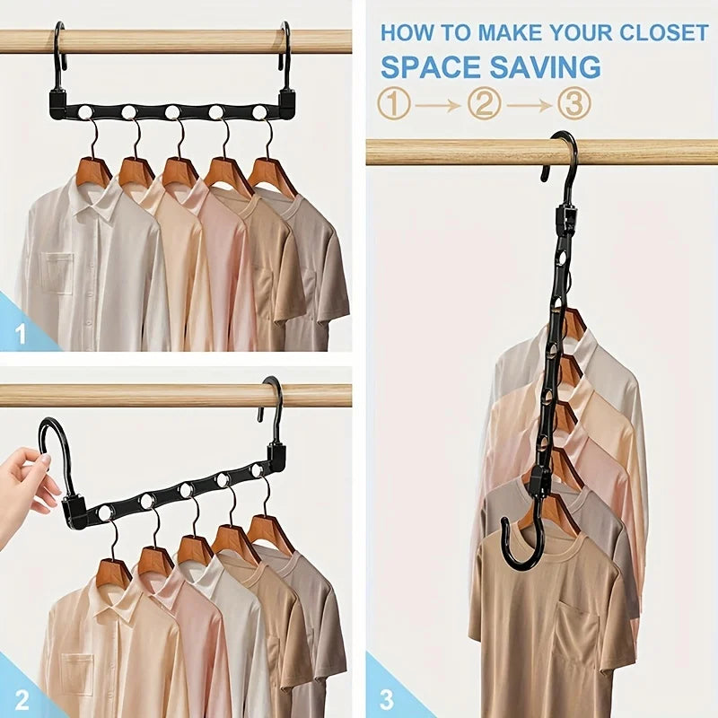 Carvallo Utrymmessparande klädhängare 5/10/20 stycken | Multifunktionella hängare för garderobsorganisation | Robust plastdesign | För mer förvaring i garderoben Carvallo