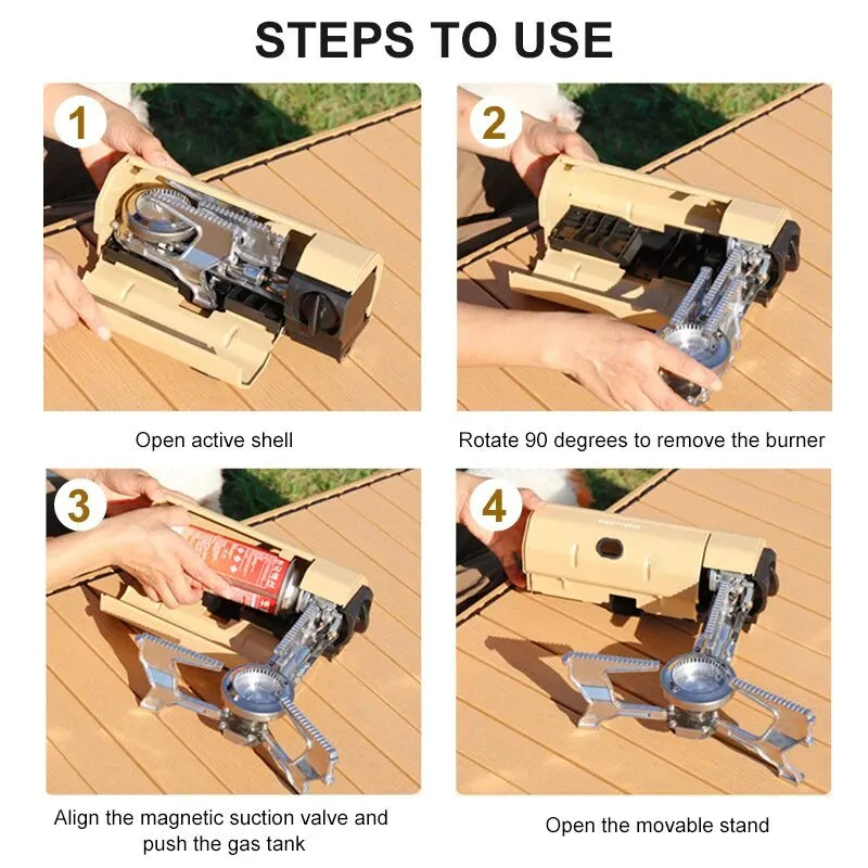 Carvallo Gaskocher FLAMETRA FoldPro 2670W | Fällbar & Bärbar | Rostfritt stål | Med tändning & säkerhetssystem Carvallo