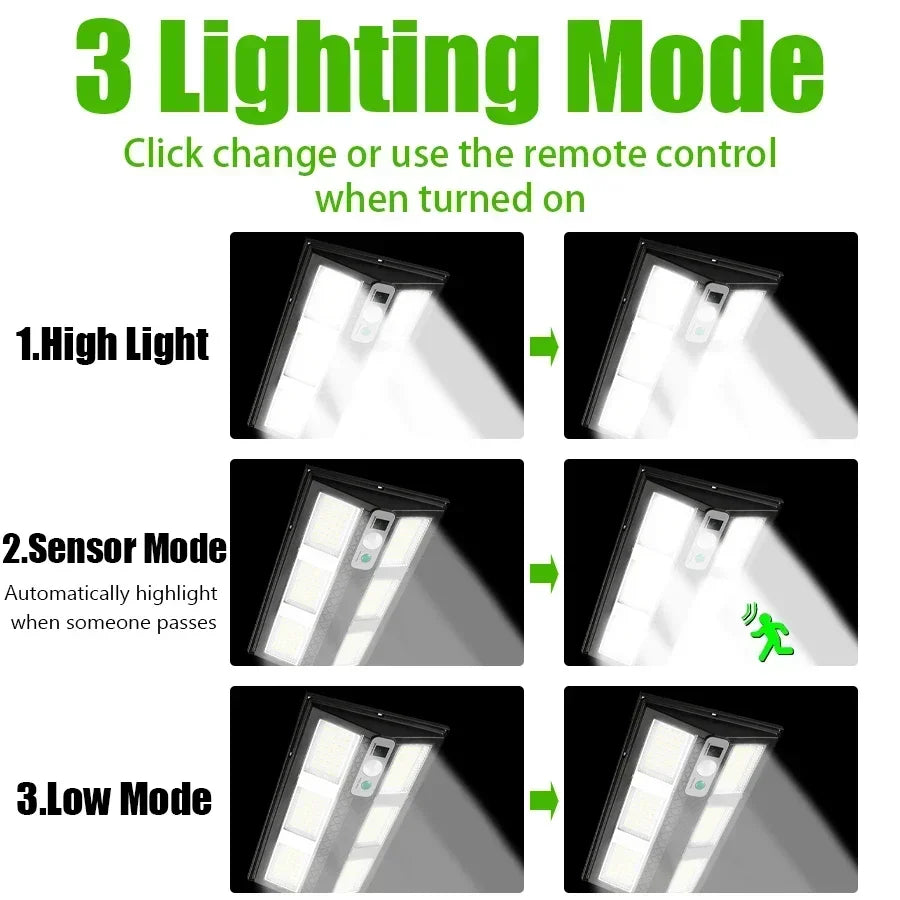 Carvallo ProMotion 55 Solarlampa med rörelsesensor | 55 LED | IP65 Vattentät | Med fjärrkontroll & 3 lägen | 320° Spridningsvinkel Carvallo