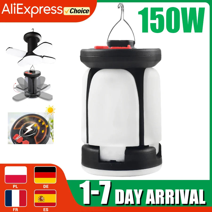 Carvallo Solar Campinglampa | USB & Solenergi Laddning | 6 Ljuslägen | Fällbar & Powerbank – 1000 Lumen Carvallo