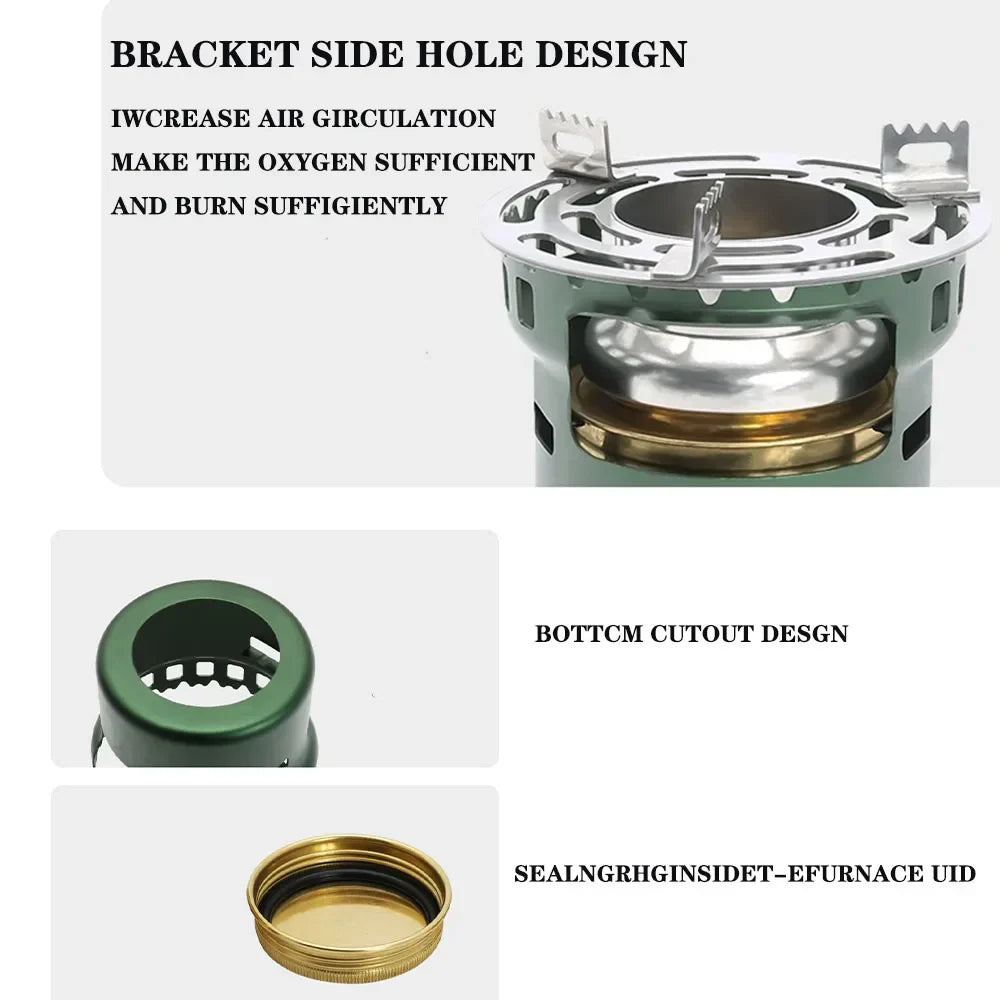 Carvallo Alkoholkocher Utomhus bärbar | Mini Campingkokare för Vandring & Trekking | Kompakt Spritbrännare för Utomhuskök & Survival Carvallo
