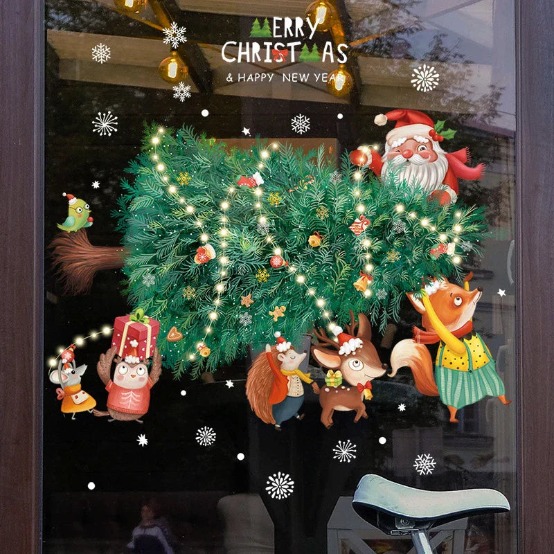 Fönsterdekoration - Festlig dekoration med jultomte och djur för en mysig jul Carvallo
