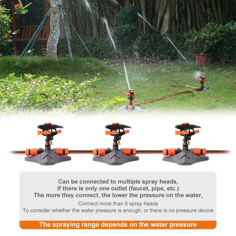 Carvallo Trädgårdssprinkler HydroSpin 360 | 12 m Räckvidd | 360° Rotationsfunktion | För Gräs, Trädgård & Jordbruk | 21 × 25,2 × 16,5 cm Carvallo