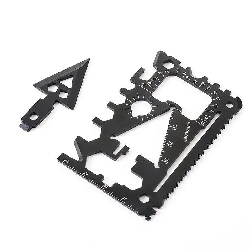 Carvallo Pro 18-i-1 Multifunktions Survival-Tool | Kompakt Utomhuskort med Kniv | 8,5 × 5,2 cm | Rostfritt Stål Carvallo