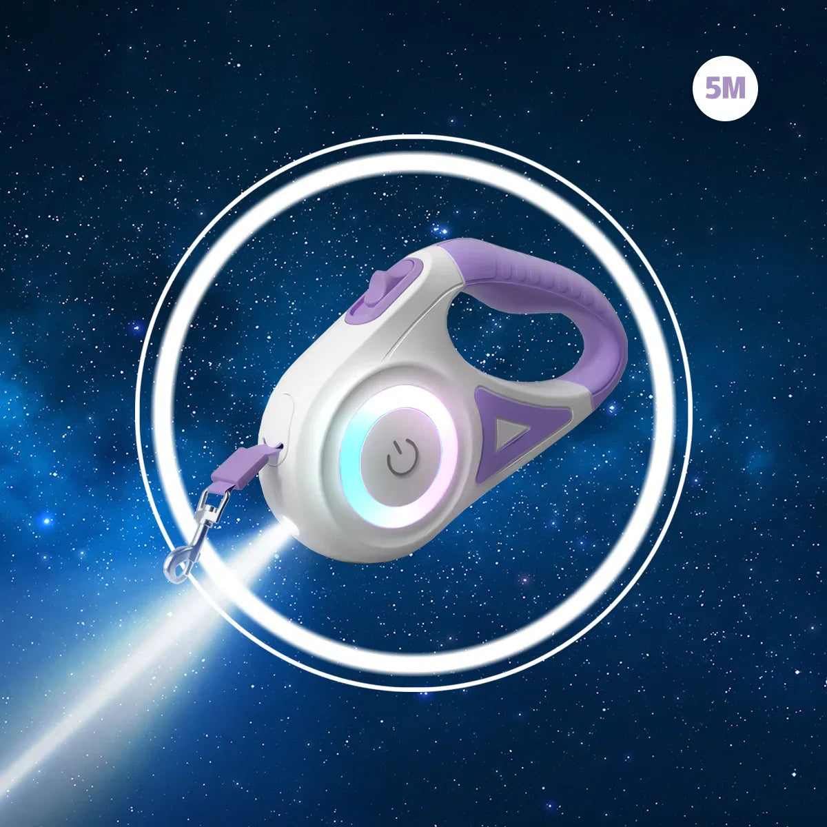 Carvallo Hundeleine LumiLeash FlexiLight | Utdragbar koppel med belysning | 3 m & 5 m längd | För hundar & katter upp till 35 kg Carvallo