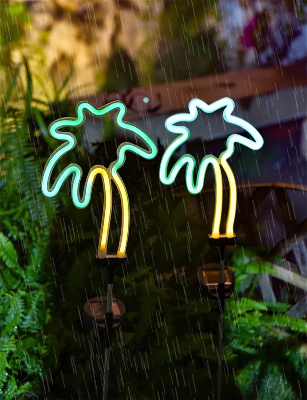 Carvallo NaturDécor Solar-Neon-Trädgårdslampa Kaktus & Flamingo | LED Jordspett IP65 Vattentät Carvallo