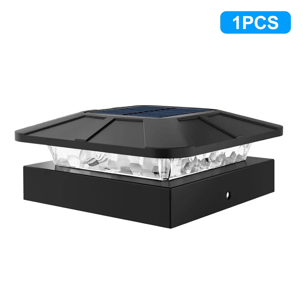 Carvallo Solar-postkapsljus 10 × 10 cm | 3-färgers LED med 2 ljusstyrkenivåer | IP65 solstaketljus för trädgårdsträdpålar Carvallo