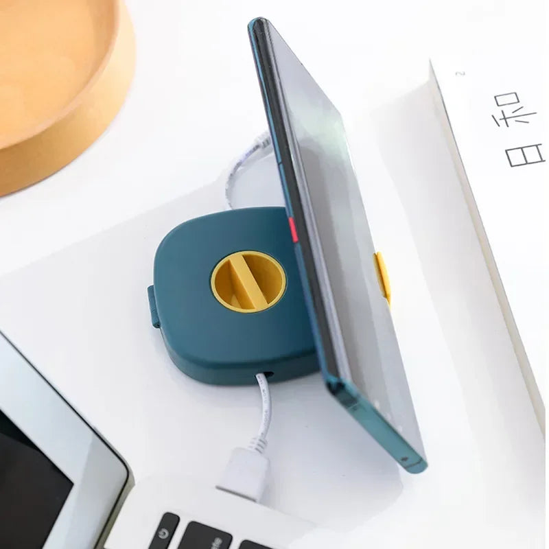 Carvallo Kabelaufwickler mit Drehmechanismus | Tragbare Kabelbox & Handyhalter | Für Kopfhörer, Maus- & Ladekabel Carvallo