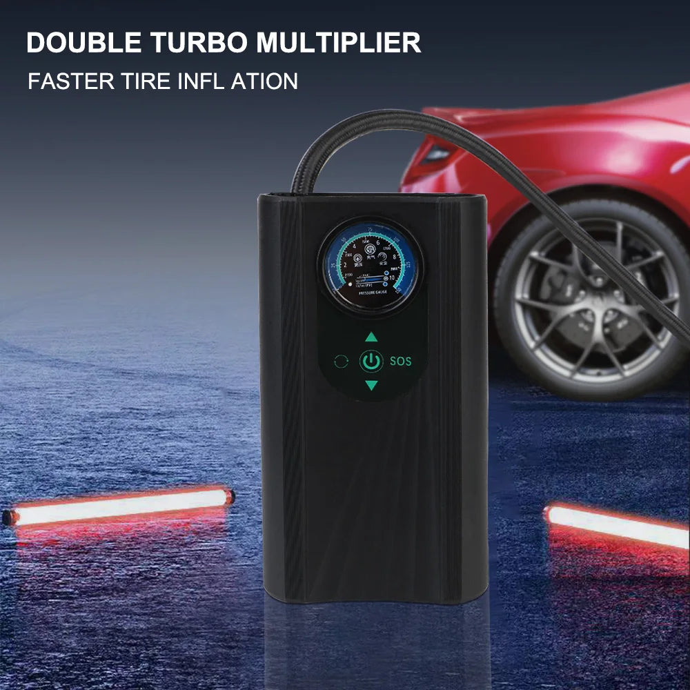 Carvallo AutoAirX Pro | Bärbar kompressor 12V | Metallcylinder | För bil, motorcykel, cykel & boll Carvallo