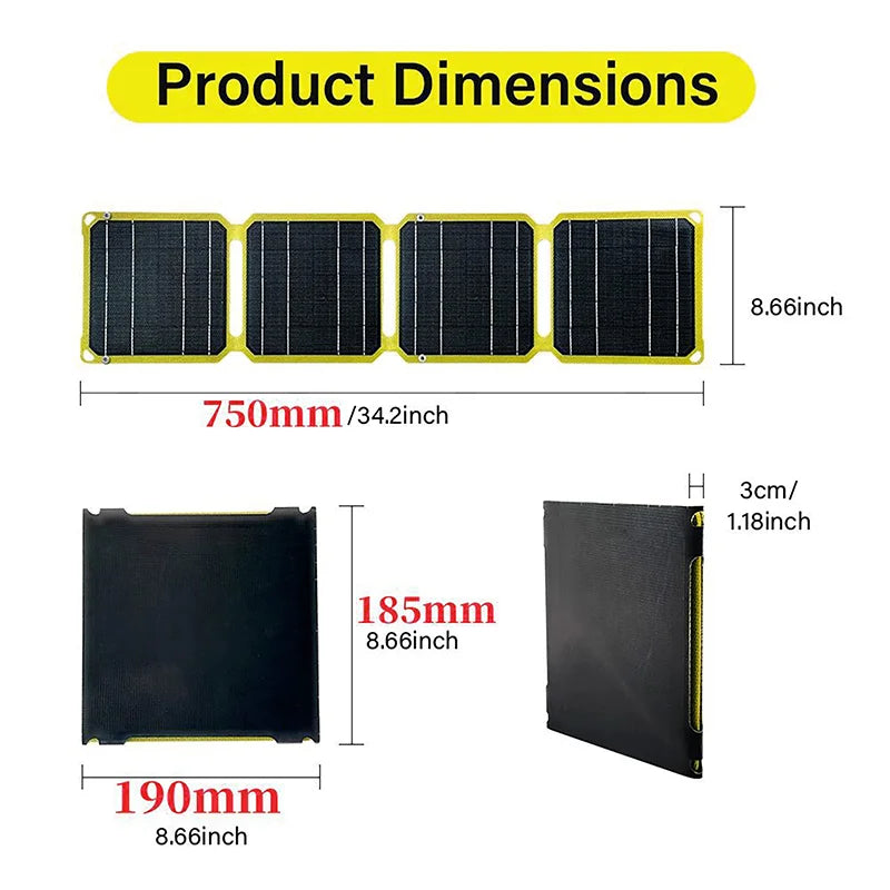 Carvallo Flexibla solpaneler för vikning | 30W/40W | Monokristallin & ETFE | Snabbladdningsfunktion & USB-utgång | För resor, camping & utomhus Carvallo