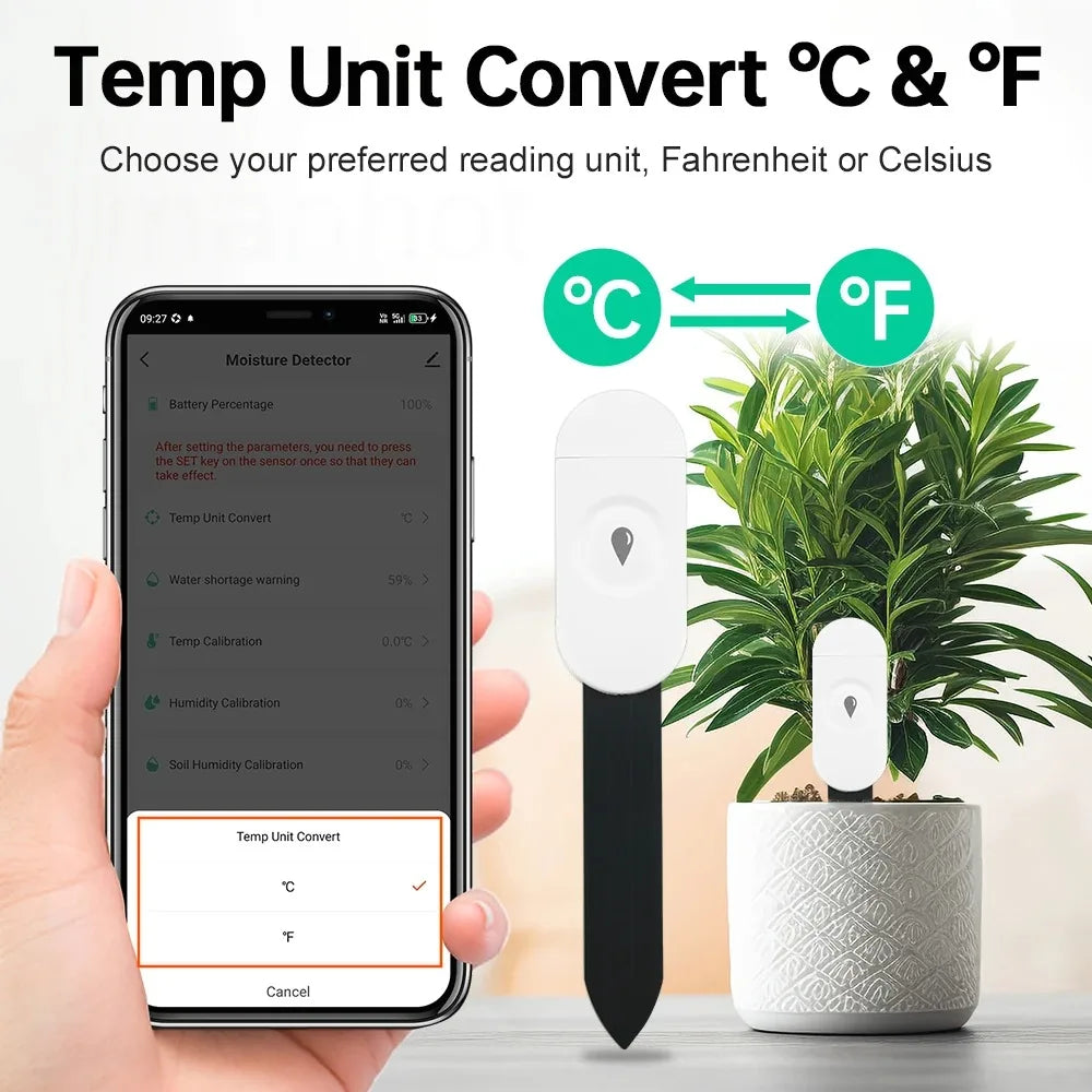 Carvallo Markfuktighetsensor GrowGuard | Zigbee 3.0 | App- & röststyrning | För växtvård & trädgårdövervakning Carvallo