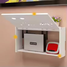 Carvallo WallRack vägg hylla för WLAN-router & TV-tillbehör | kabelbox med ventilation | vit | vattentålig & luktfri Carvallo