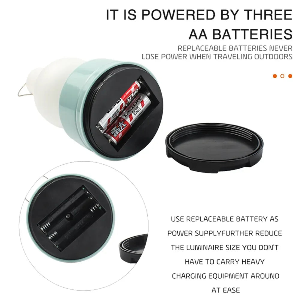 Carvallo CampLight | Bärbar utomhuslampa | 2 ljuslägen & vattentålig | För tält, vandring & trädgård – Grön/Rosa Carvallo