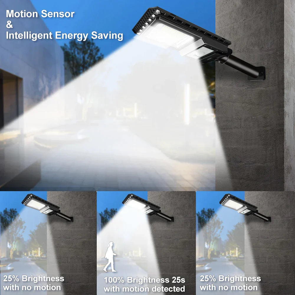 Carvallo MaxBright | 156 LED Solargatubelysning | Rörelse.sensor | 80W med 2000 mAh batteri Carvallo