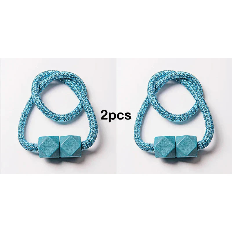 Carvallo gardinstång med magnet | 2-pack | Tjock rep-design & Stark grepp | För vardagsrum, sovrum & kök Carvallo