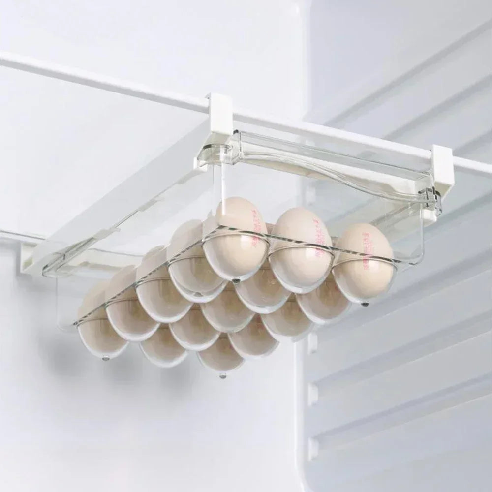 Carvallo FreshSlide Transparent kylskåpslåda utdragbar | Förvaringslåda för ägg, frukt och grönsaker | Underhängsorganisatör för platsbesparing i kylskåpet Carvallo