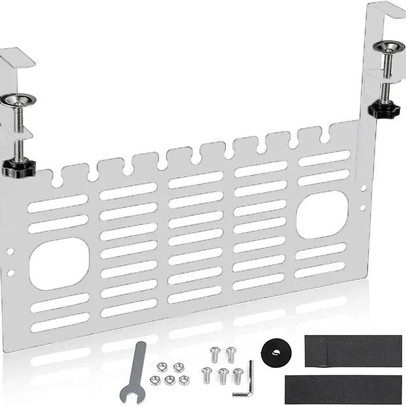 Carvallo Kabelhantering Under-Bord | Metallkabelkorg med klämfäste | 40 × 17 cm | För skrivbord 1–6 cm tjocklek Carvallo