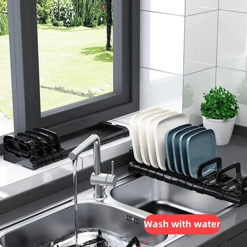 Carvallo FlexiRack | Justerbar skål- och tallrikshylla | Med avrinning för låda och köksskåp Carvallo