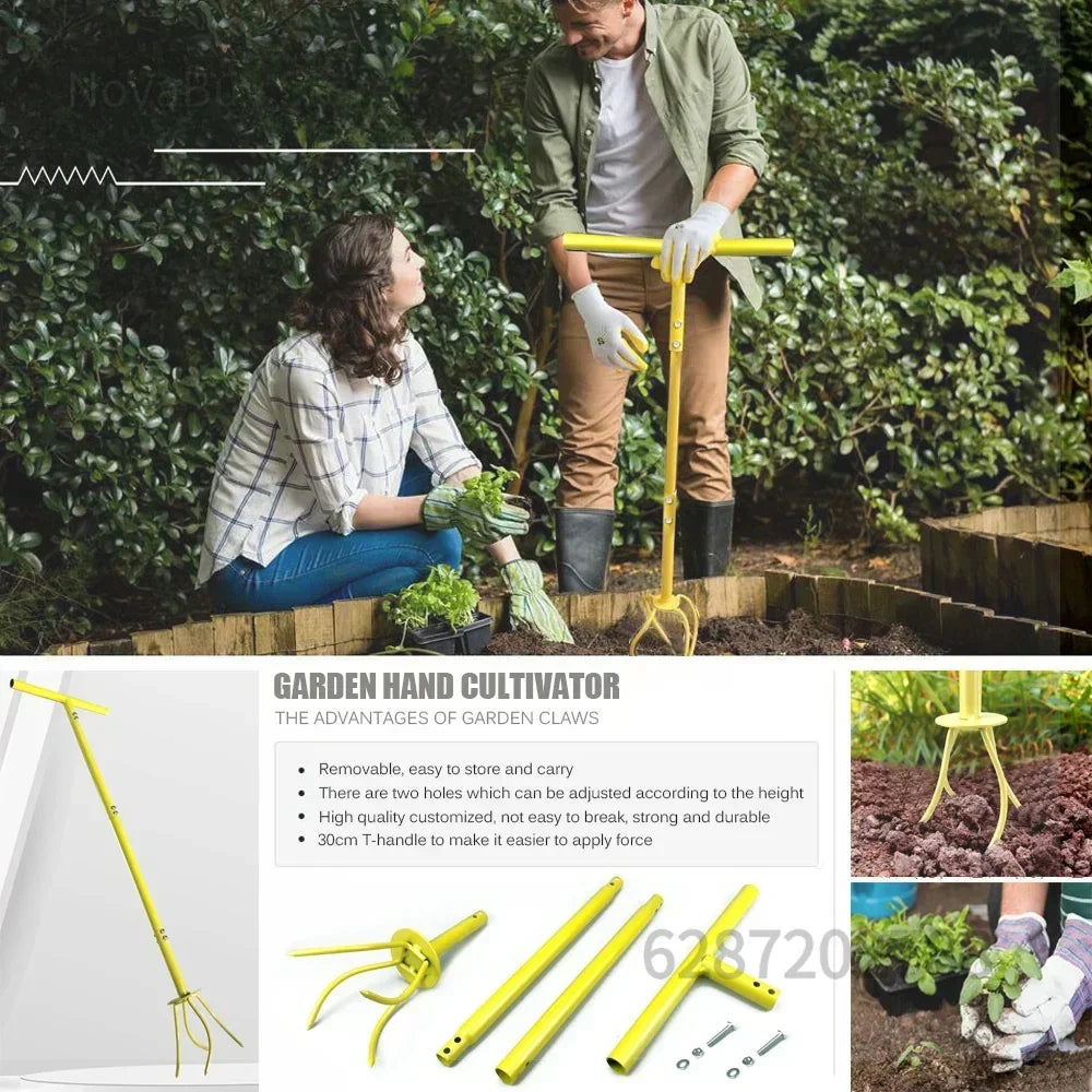 Carvallo Ergonomisk Bakhackare med T-handtag | Höjdjusterbar | För Trädgård & Rabattvård | Manuellt Grävverktyg Carvallo