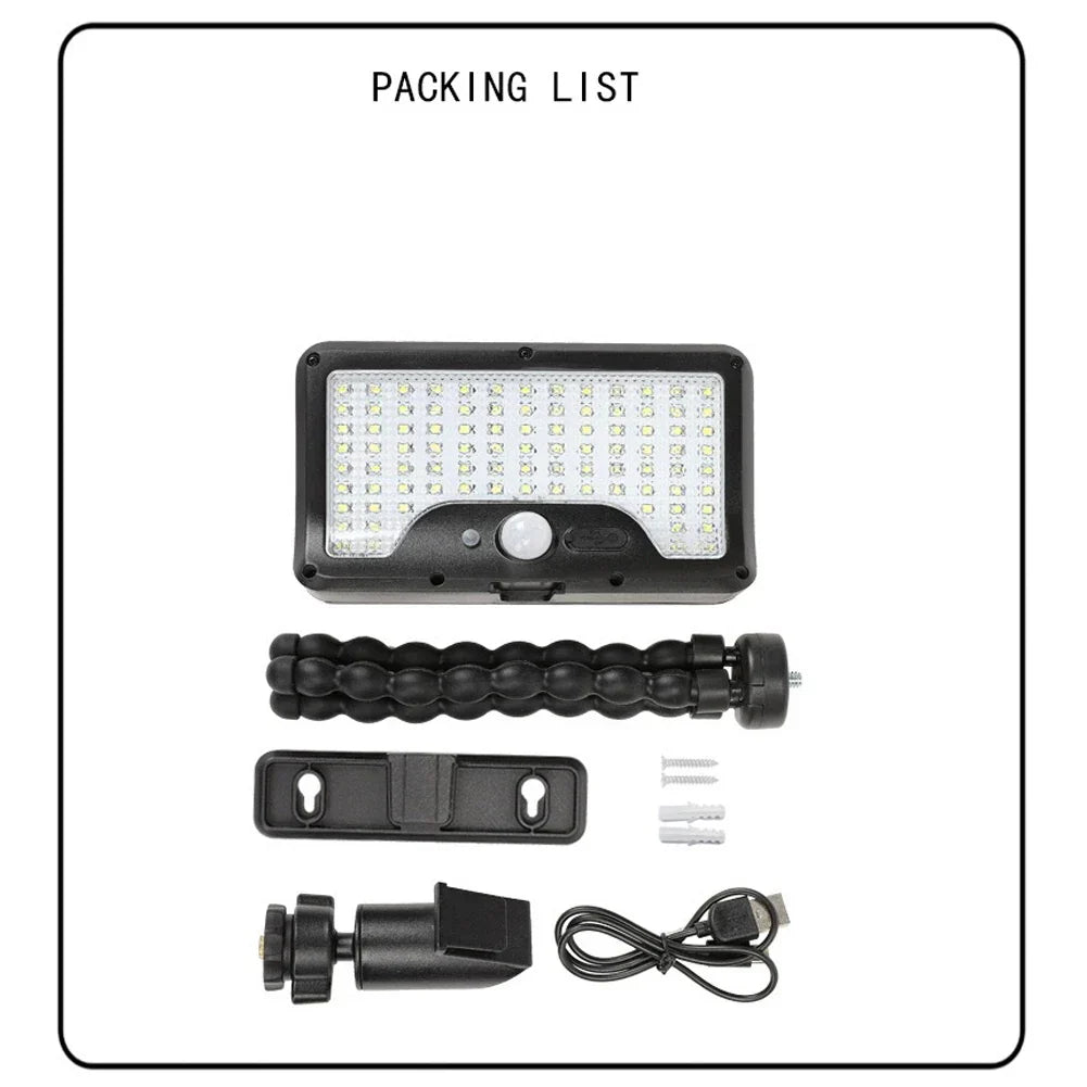 Carvallo Solar-vägglampa | 92 LEDs | Rörelsesensor & 3 lägen | IP65 Vattentålig Carvallo