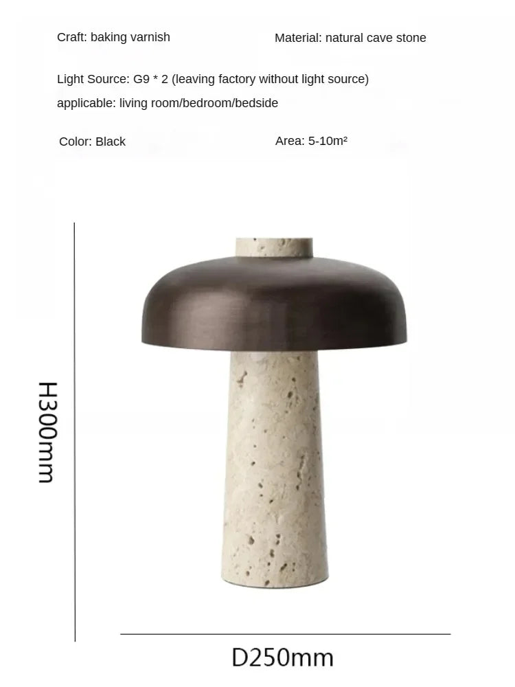 Nordisk Designer Bordslampa – Svampformad Lampa i Travertin Hemnix