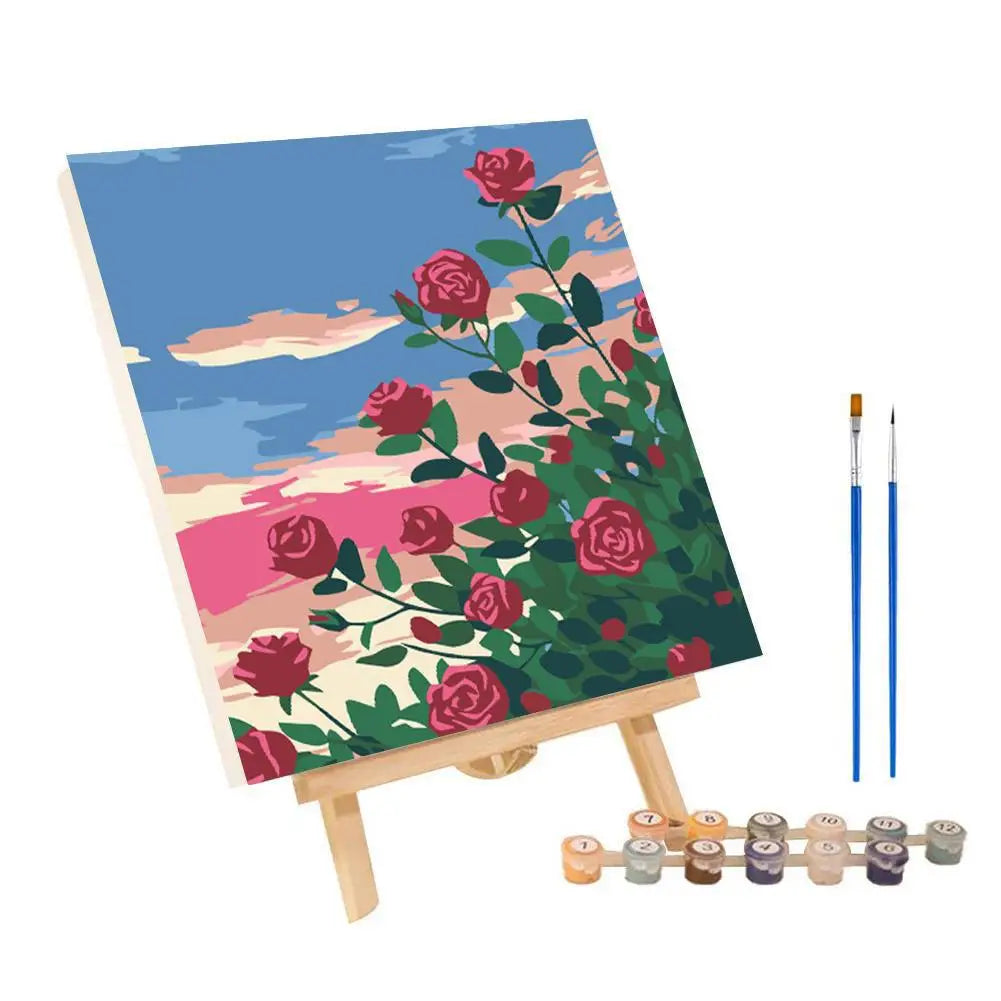 Carvallo Malset med ram | Målning efter nummer Abstrakt solnedgångslandskap | Akrylfärger DIY-konstverk för modern väggdekoration Carvallo