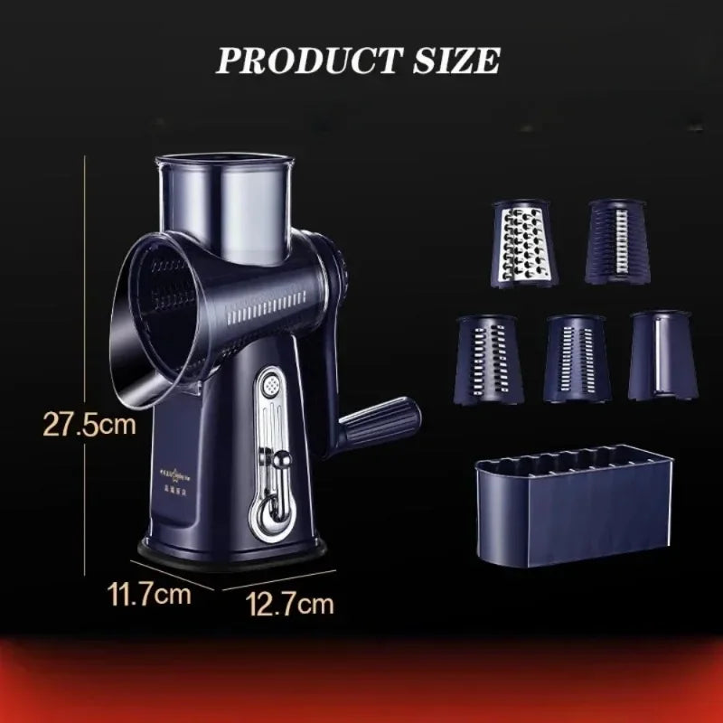 Carvallo Pro Trumma-Grönsaksskivare | 5-i-1 Multiskärare med utbytbara trummor | Säkert & Beröringsfritt | 27,5 x 12,2 cm Carvallo