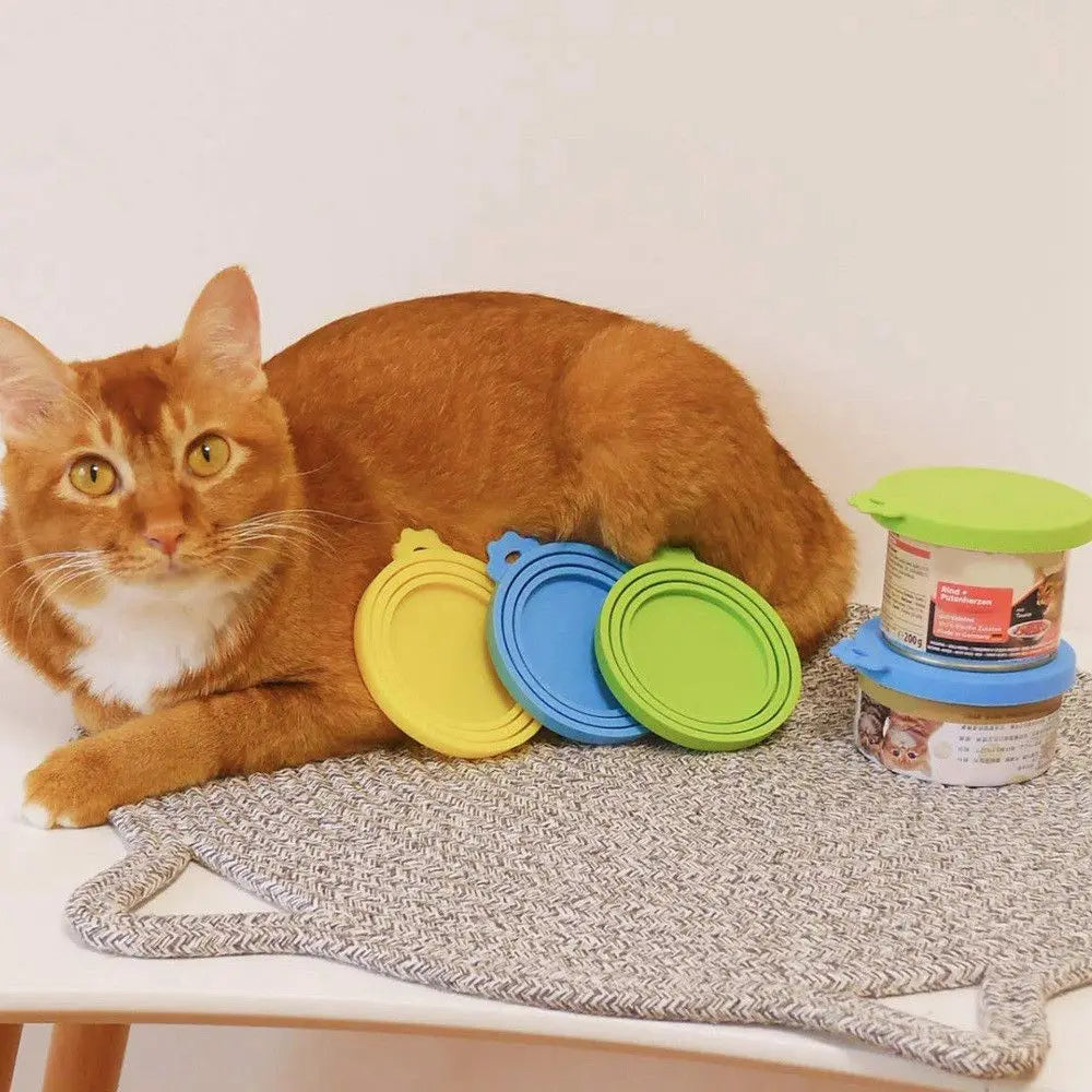 Carvallo 3-i-1 Silikontak för burkar | Återanvändbar & Lufttät | För djurfoder & livsmedel | Passar för 3 burkstorlekar Carvallo