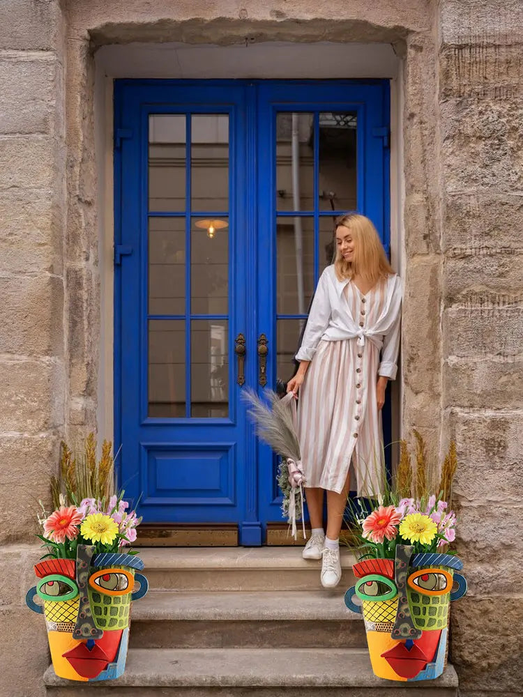 Färgglad ansikts-blomkruka – Kreativ dekoration för hemmet och trädgården Carvallo