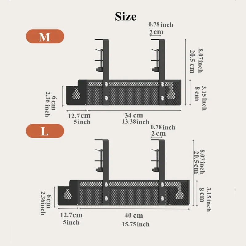 Carvallo Kabelmanagement Under skrivbordet | Metallhylla utan borrning | Kabelhållare & organiserare för kontor & kök Carvallo