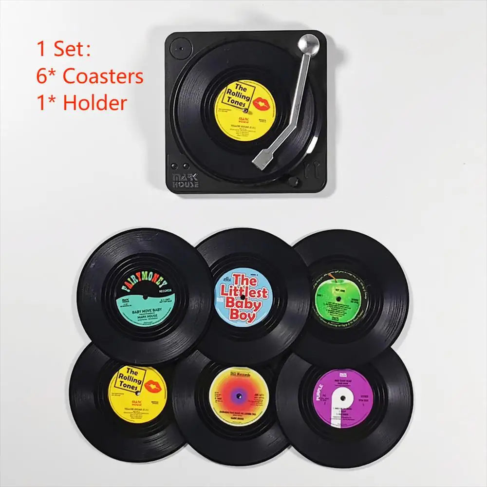 Retro Vinyl Coasters Set - Skydda din möbel med musikalisk stil Carvallo