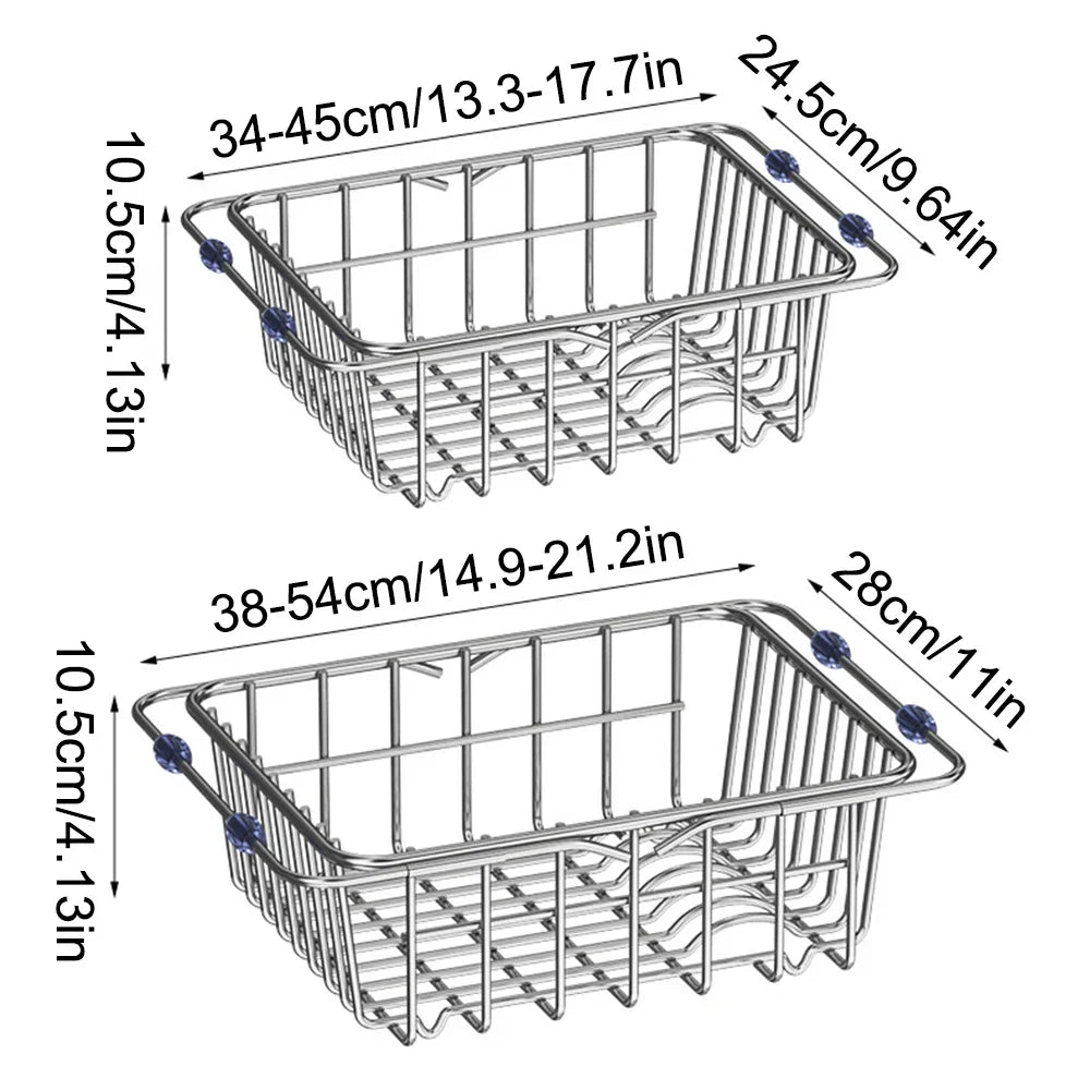 Carvallo Flexinox | Utdragbar & Rutsksäker | Rostfritt stål diskställ för diskho & bänkskiva Carvallo