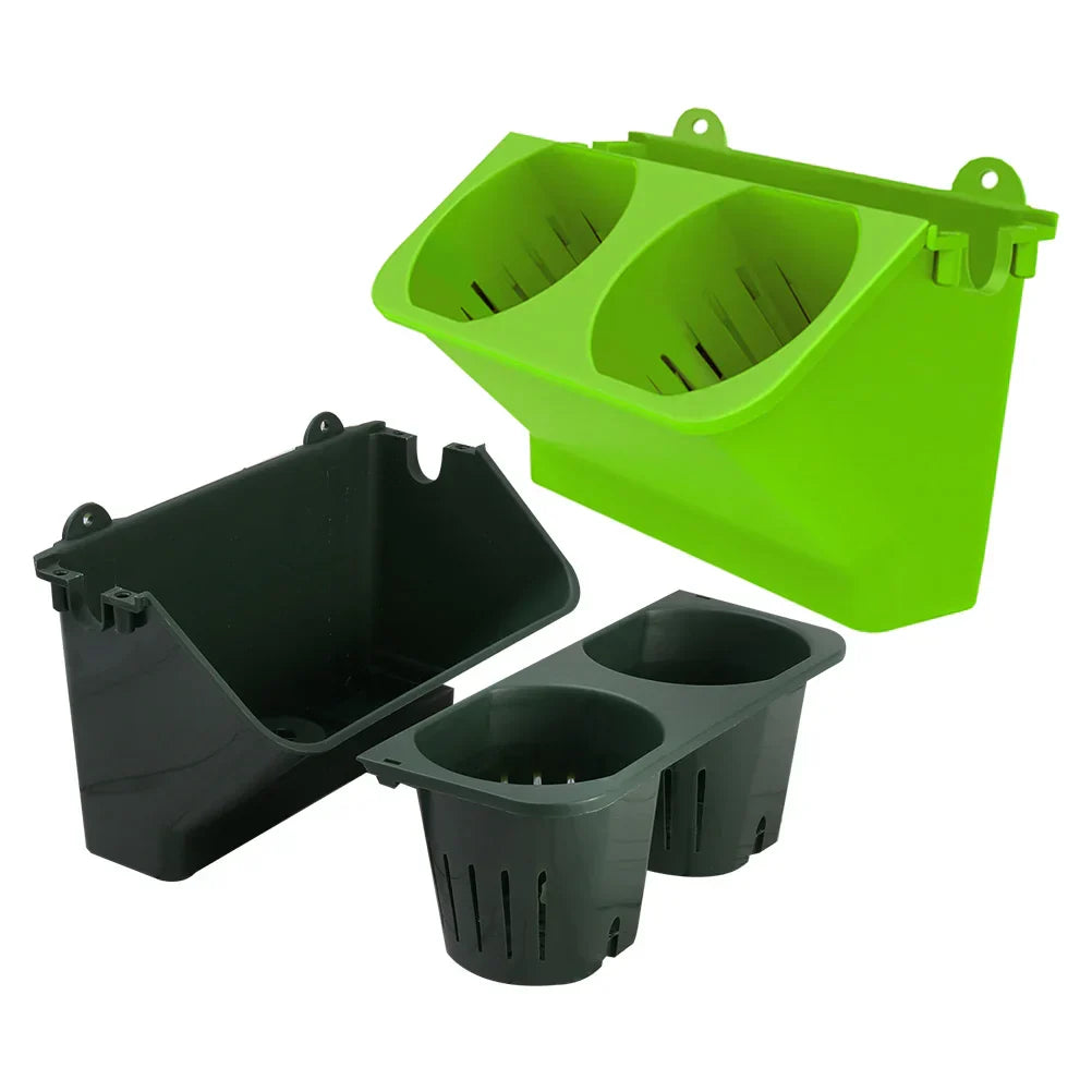 Carvallo DuoHängeset 2-pack Hängande Blumentöpfe med självvattning | 24x14x14 cm | För balkong, trädgård & inomhus | Plast Carvallo