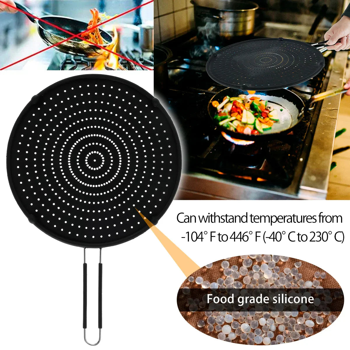 Carvallo CookSafe FlexGuard | Silikon & Rostfritt stål | Fällbart stänkskydd för panna & gryta | 50×32 cm | Värmetålig & Diskmaskinssäker Carvallo