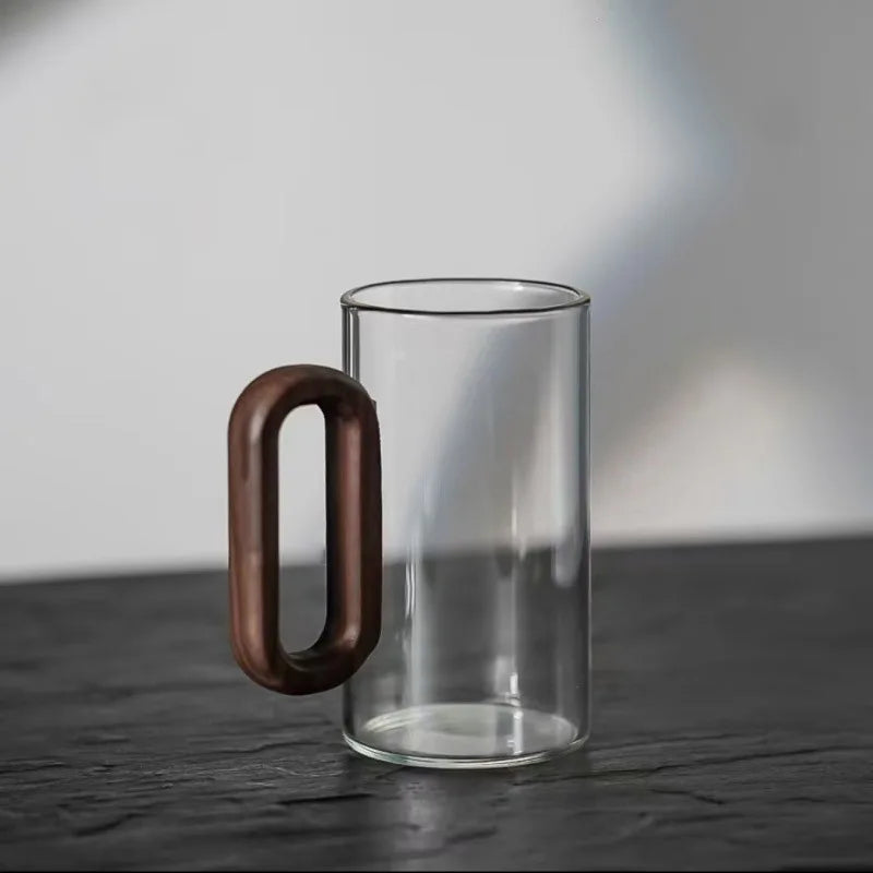 Nordvik Glas Mugg med Trähandtag – Rustik Kaffekopp i Glas Hemnix