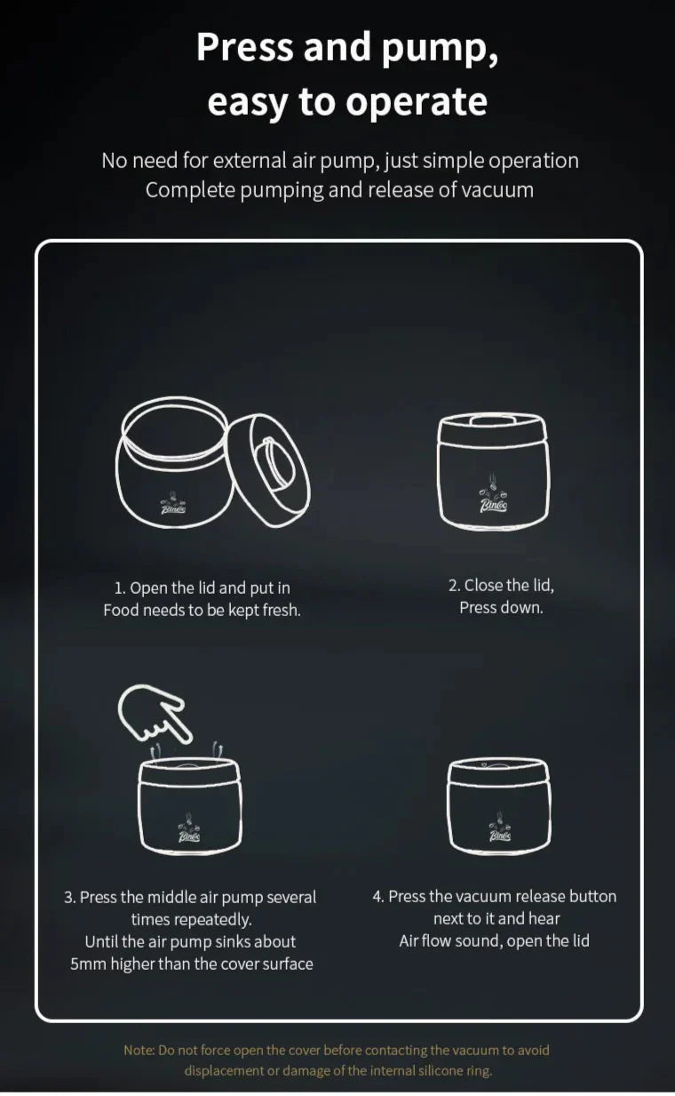 Royallure Kaffeebehållare i rostfritt stål med manuell vakuumlock för färska bönor Carvallo